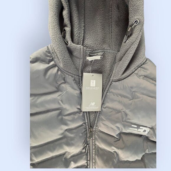 New Balance Men's Jacket Small Full-Zip Gray Quilted Soft Shell Fleece Stretch - Picture 4 of 9